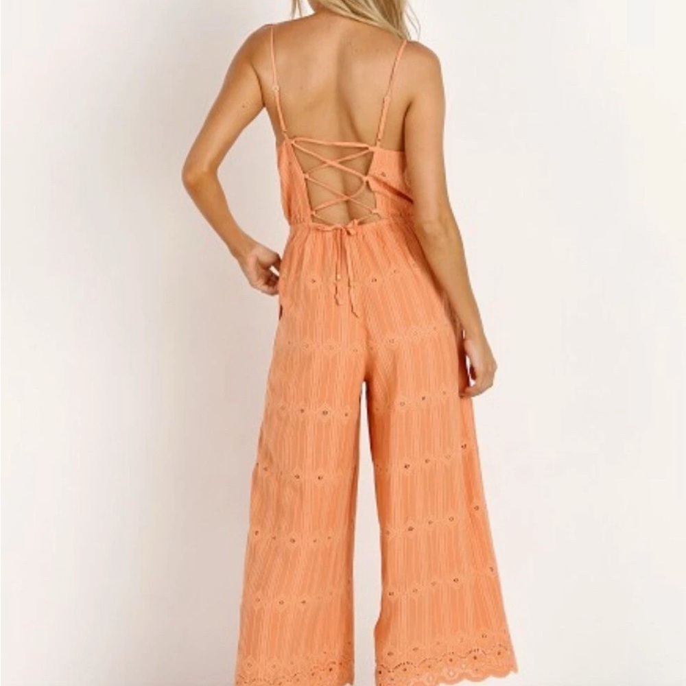 L*Space Ciara Size XS in Tropical Peach Embroidered Cropped Pants Jumper